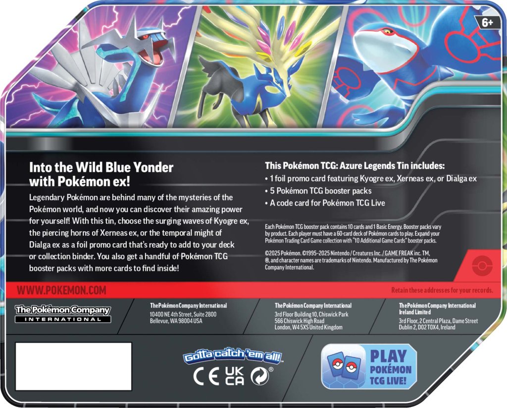 [PRE-ORDER] POKÉMON TCG Azure Legends Tin