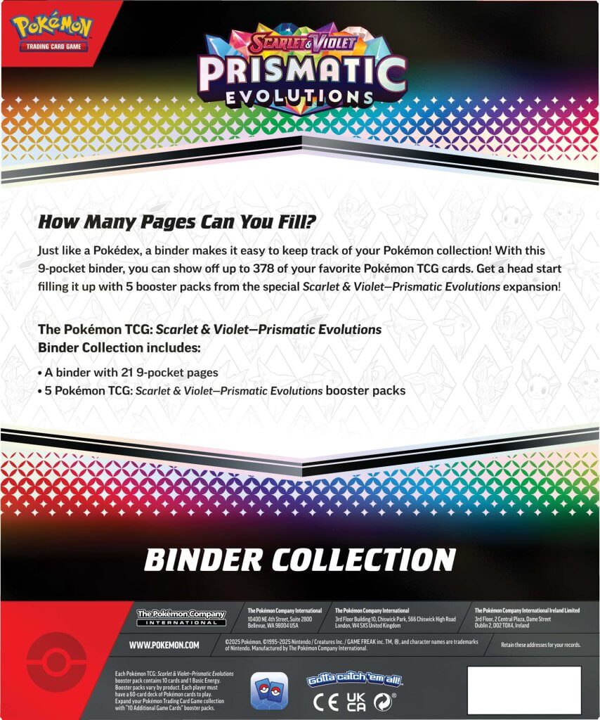 POKÉMON TCG Scarlet & Violet 8.5 Prismatic Evolutions Binder Collection