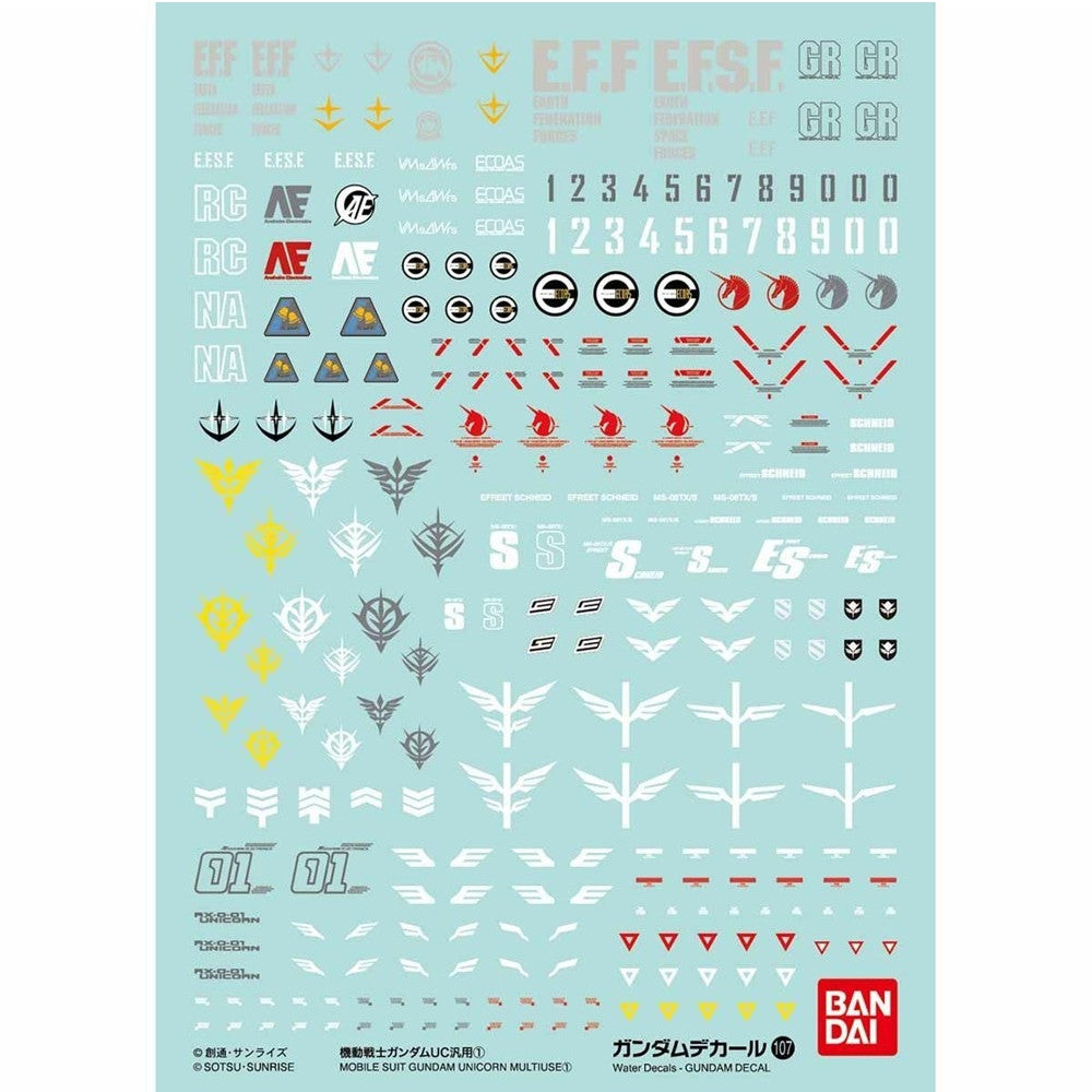 Gundam Decal 107 Mobile Suit Gundam Unicorn Multiuse  1